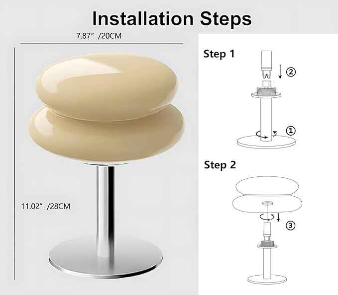 Mushroom Lamp Table Lamp for Night Stands,Mid Century Modern Desk Lamps for Bedroom, Vintage Dimmable Bedside Small Lamps, Cute Cool Home Room Aesthetic Decor for Living Room(White)