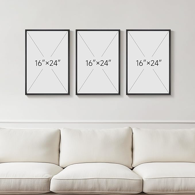 3D Textured Framed Abstract Wall Art, 3 Piece Modern Paintings Artwork for Walls, Black White Brown Geometric Sandstone Texture Pictures for Living Room Dining Room Bedroom Office Wall Decor 16x24 In