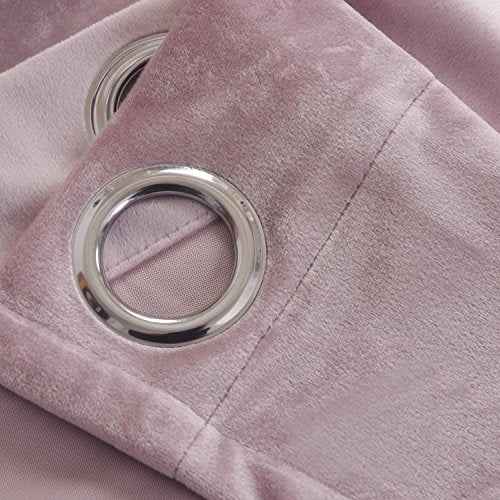 Super Soft Luxury Velvet Curtains Set of 2 Pink Flannel Blackout Drapes Grommet Draperies for Hotel 52Wx72L inch