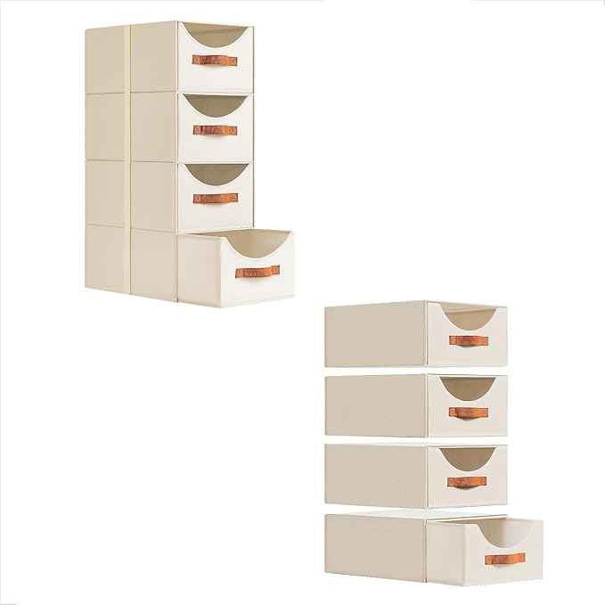 4 Pack Stackable Storage Drawers And Homsorout 4 Pack Collapsible Storage Bins with Drawers