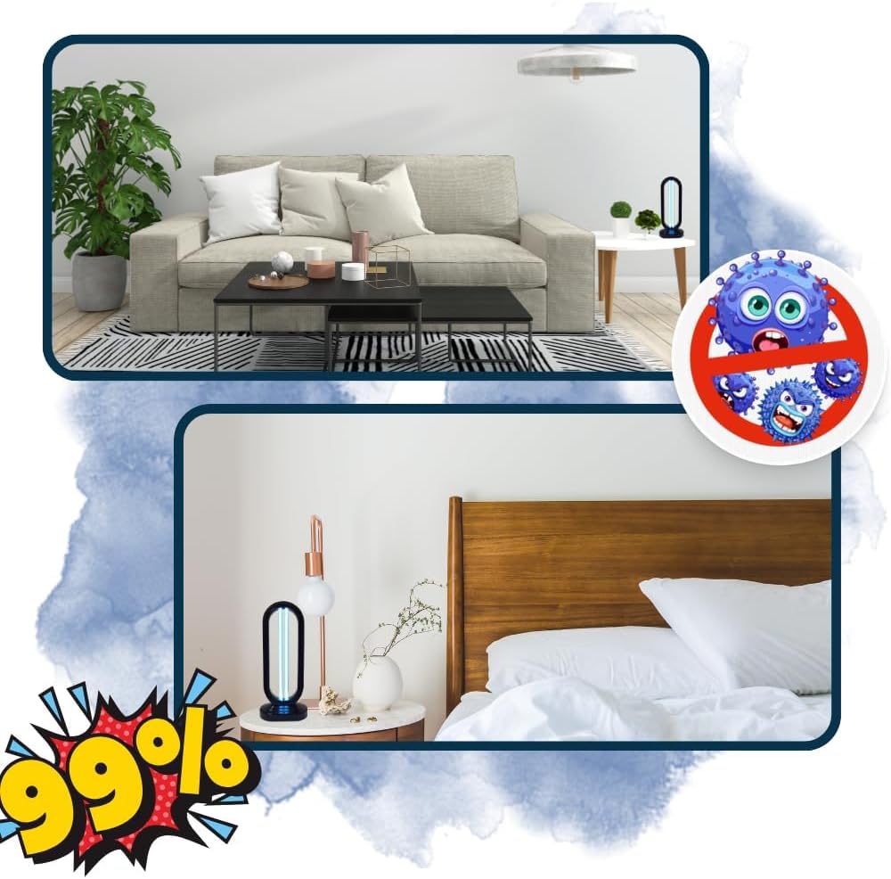 UVLIZER Tower - UV Light Sanitizer & Ultraviolet LED Lamp (UV-C Cleaner for Home, Office, Room | UVC Disinfection Lamp | Kill 99% of Germs, Bacteria, Virus, Mold, Dust Mites | USA)