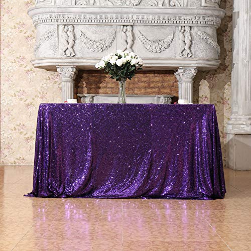 Sequin Tablecloth 60x120 Inch Purple for Wedding Halloween Party