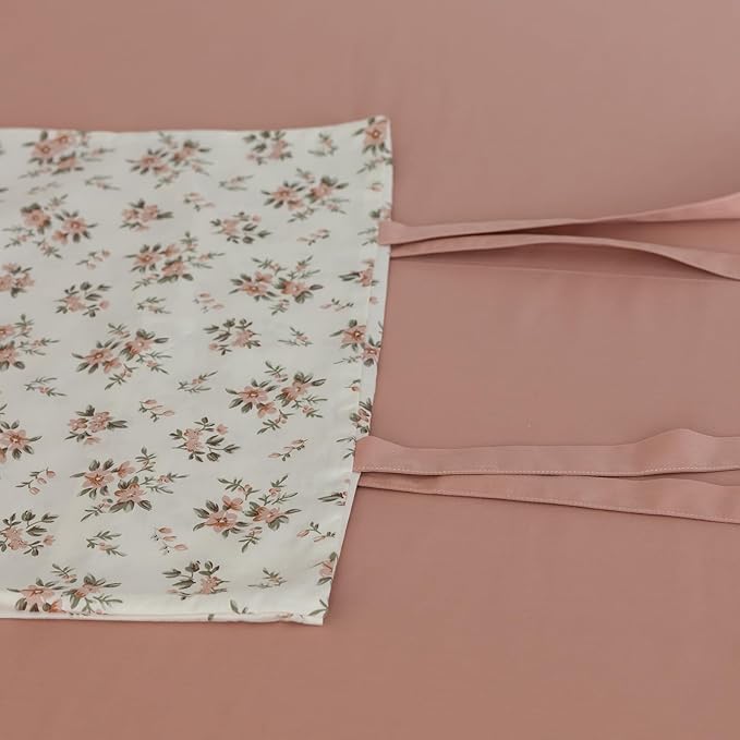 LifeTB Blush Pink Floral Comforter Set Twin XL Vintage Garden Flower Bedding Comforter Girls Botanical Comforter with 2 Bow Ties Pillowcases Fluffy Cottagecore Comforter Set for All Seasons