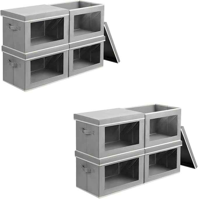 Collapsible Storage Bins with Lids, 4 Pack Closet Bins for Organization, Foldable Storage Boxes for Bedroom, Living Room, Kids' Room