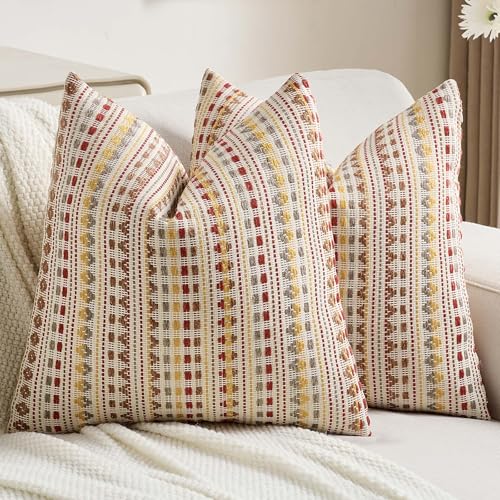 Pack of 2 Boho Throw Pillow Covers 18x18 Inch (2 Count)