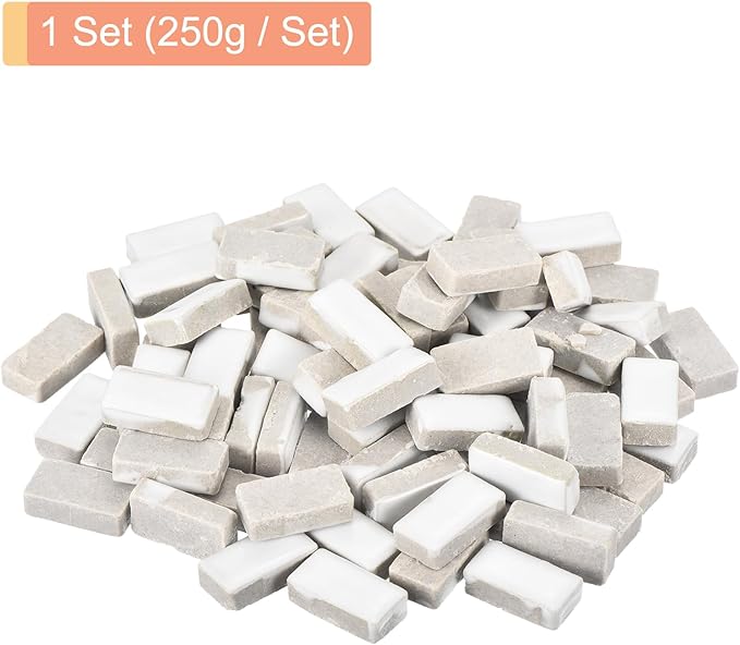 MECCANIXITY 250g Ceramic Mosaic Tiles for Crafts Bulk, Rectangle White Ceramic Tile for Mosaic Kits Garden Stepping Stone Cup Mat