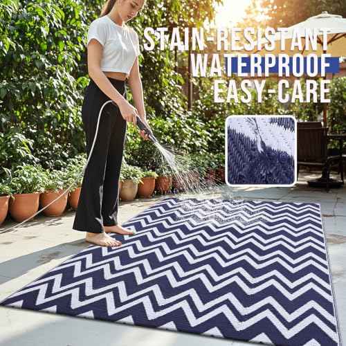 Outdoor Rug 5x8 ft Waterproof Reversible Chevron Mat (40 Sq Ft)