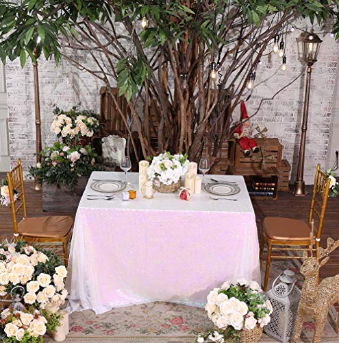 Sequin Tablecloth 50x72 Inch Iridescent Festival Birthday Party