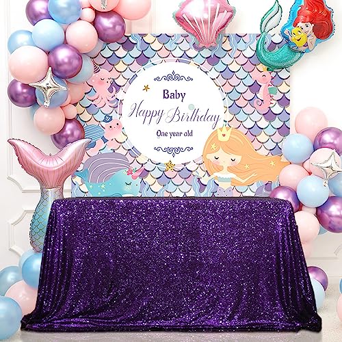 Sequin Tablecloth 50x72 Inch Purple for Wedding Halloween Party