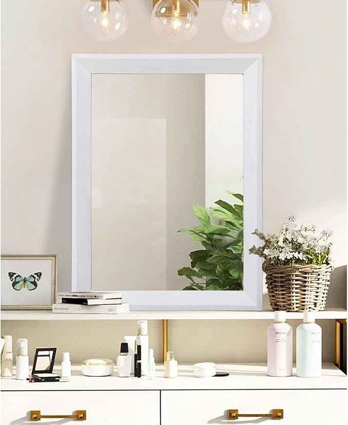 AAZZKANG Rectangular Wall Mirror Decorative Wood Framed Mirrors Large 28"x20" for Farmhouse Bedroom Bathroom Living Room Entryway Hanging Home Decor