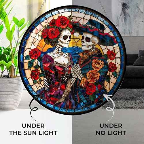 Day of The Dead Couple Stained Glass Suncatcher Window Hangings