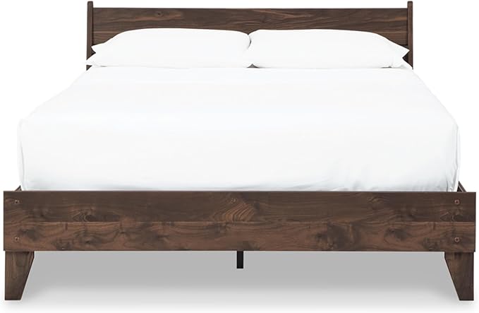 Signature Design by Ashley Calverson Casual Queen Panel Platform Bed, Wood, Foundation or Box Spring Not Needed, Bed A Box, Dark Brown Finish