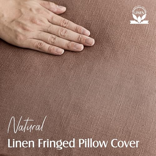 Decorative Linen Fringe Lumbar Throw Pillow Covers 12×24 Rust (2 Count)