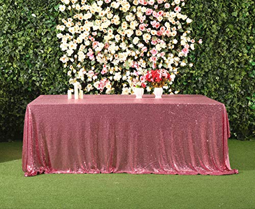 Sequin Tablecloth 90x132 Inch Fuchsia Pink for Wedding Party
