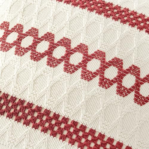 Set of 2 Christmas Red Boho Decorative Pillow Covers 18x18 Inch (2 Count)