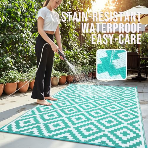 Outdoor Rug 9x12 ft Waterproof Reversible Mat