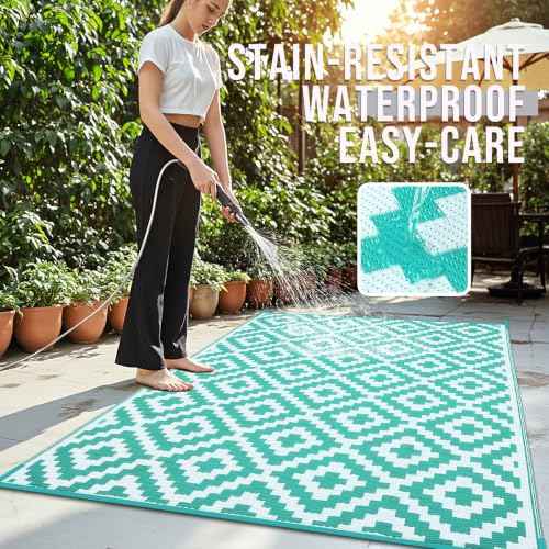 Outdoor Rug 8x10 ft Waterproof Reversible Mat