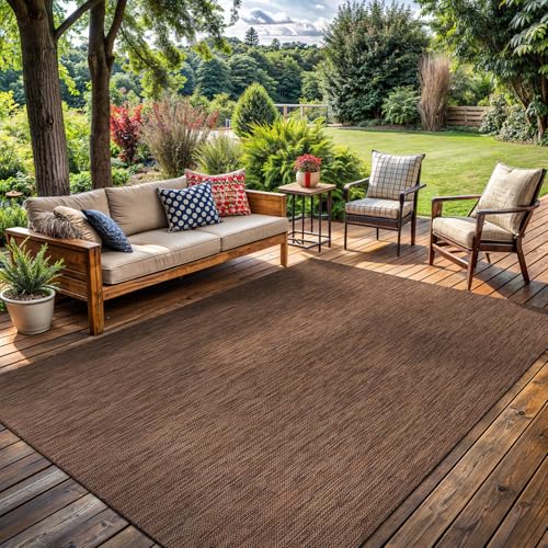 Washable Indoor Outdoor Rug 6x9 Weather Resistant Area Rugs Modern Solid for Porch Deck Balcony Backyard Patio Outside Carpet (54 Sq Ft)