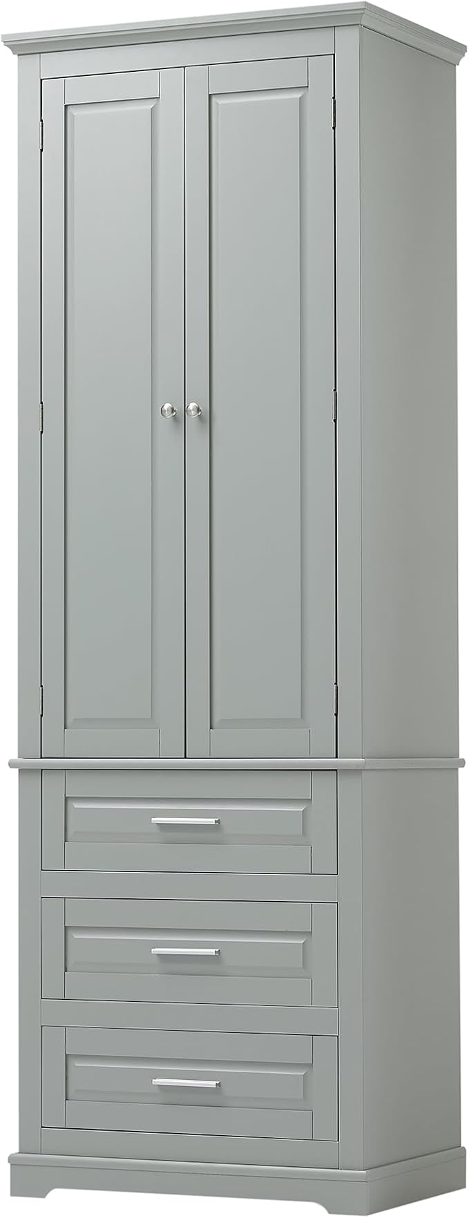 62.2" Wide Storage Cabinet Pantry Cupboard with Doors and Drawers for Home Kitchen, Bathroom and Living Room, Adjustable Shelf, White