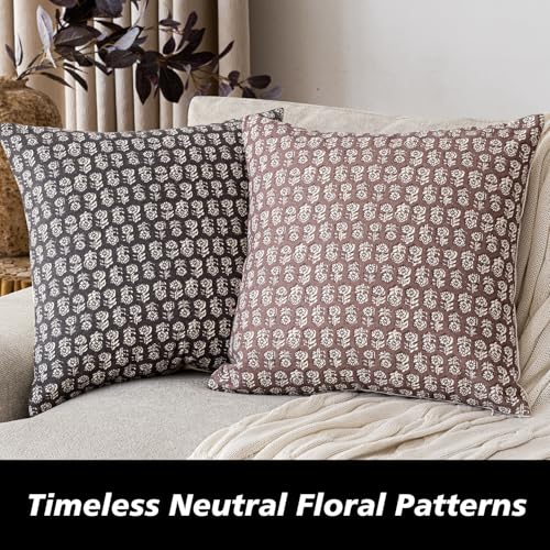 Decorative Floral Print Throw Pillow Covers 18×18 Inch (2 Count)
