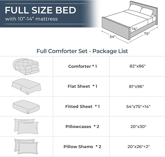 HEVUMYI Grape Purple Full Comforter Set - 7-Piece All Season Bed in a Bag Full, Ultra Soft Bedding Set with Comforter, Flat Sheet, Fitted Sheet, Pillowcases, Pillow Shams