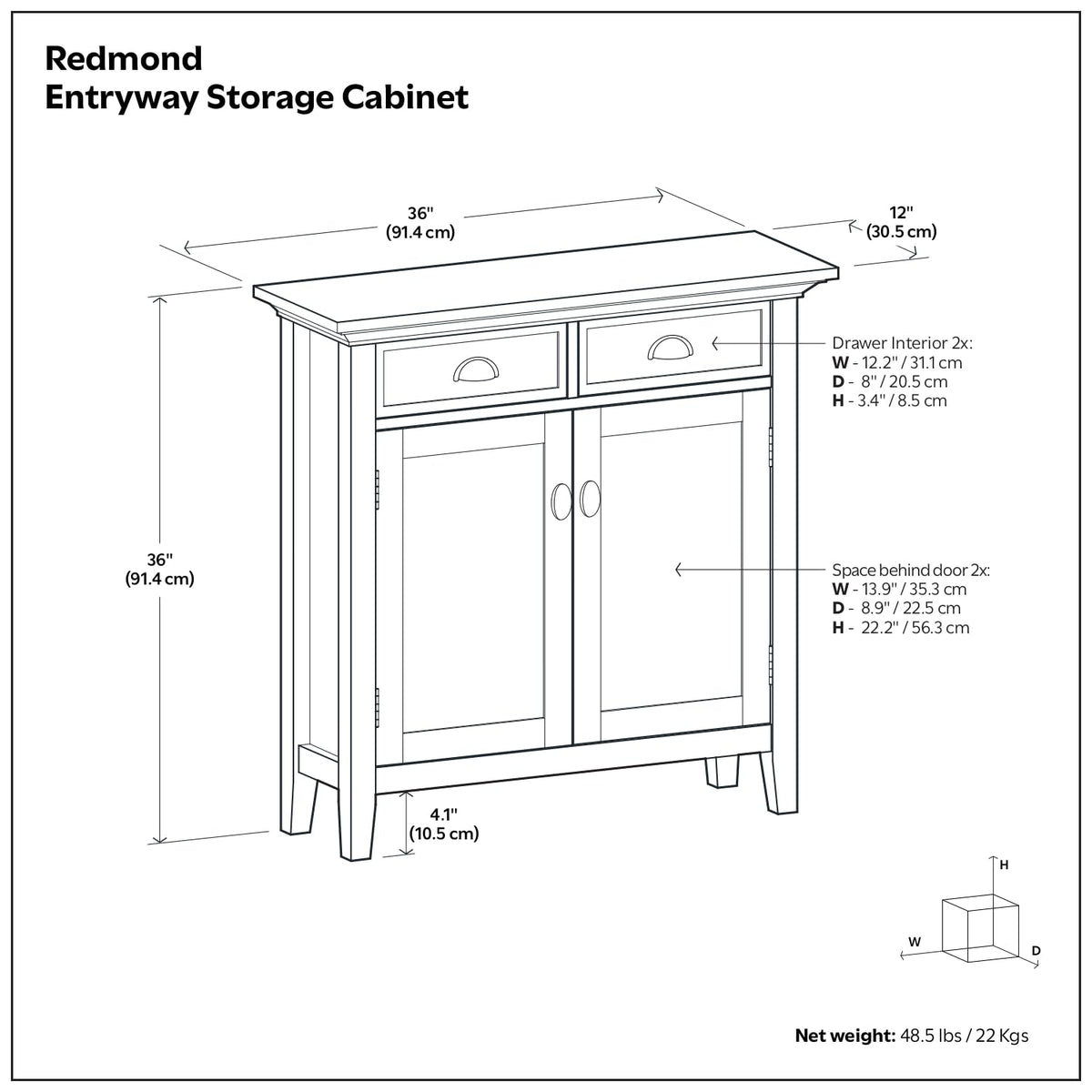 Redmond 36" Cabinet in Rustic Natural Aged Brown