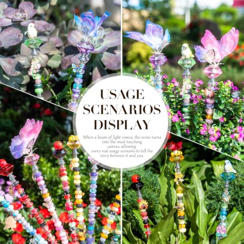 264Pcs Beaded Animal Garden Stakes Fairy Wand 12in Threaded Rods (264 Count)