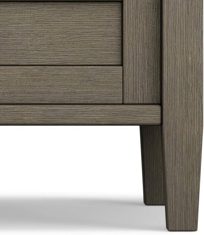 SIMPLIHOME Warm Shaker End Table - 20 inch Wide Solid Wood Side Table in Farmhouse Grey, Transitional Accent Table for Living Room or Bedroom with Drawer, Open Shelf and Square Tapered Legs
