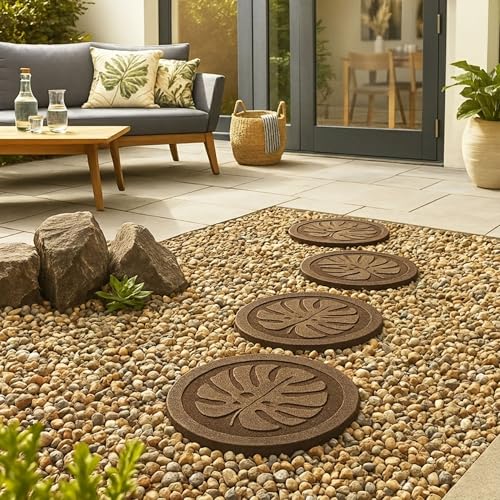 Tierra Verde 4 Pack 18" x 18" Tropical Leaf Decorative Stepping Stones