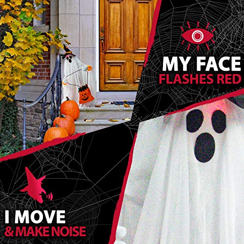 Friendly Ghost Halloween Animatronic with Touch Activated Lights and Music (35" Standing Ghost)