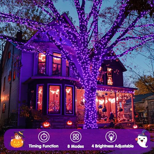 400 LED Purple Halloween Lights Outdoor (132 Foot)