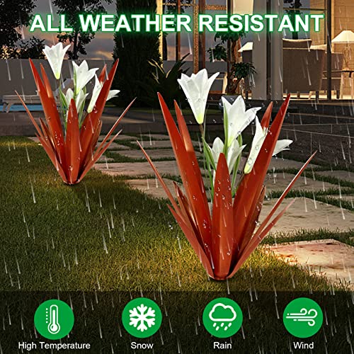 Metal Agave Plant Outdoor Decoration Lily Mexican Yard Art Garden Statue (3 Count)