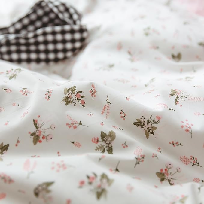Pink Floral Comforter Set King Size Vintage Boho Floral Bedding Comforter Garden Style Aesthetic Flowers Comforter Set Fluffy Soft Cottagecore Bedding Farmhouse Botanical Comforter with 2 Pillowcases