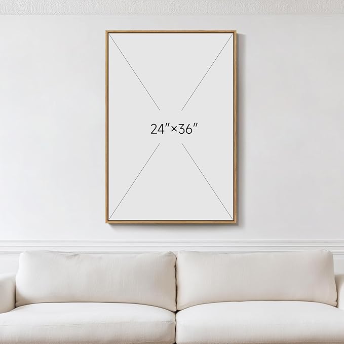 Framed Neutral Abstract Wall Art, Modern Canvas Prints Paintings Artwork for Walls, Minimalist Black and Beige Block Pictures for Living Room Dining Room Bedroom Hallway Wall Decor 24x36 In