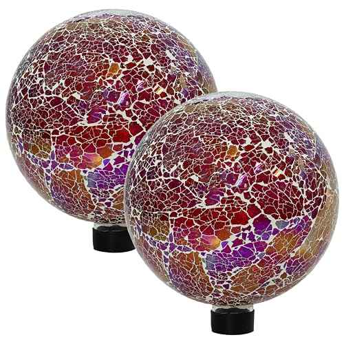 Sunnydaze 10" Mosaic Glass Gazing Ball for Garden (2 Count)