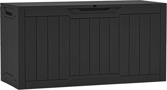YITAHOME 80 Gallon Resin Deck Box, Outdoor Lockable Storage Box for Patio Furniture, Waterproof Patio Deck Box for Cushions, Pool Supplies, Sports Equipment and Garden Tools, Black