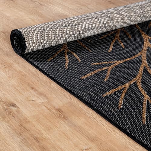 Washable Indoor Outdoor Rug 9x12 Modern Area Rugs Branch Pattern Non Shedding Waterproof Easy Clean Patio Deck Porch Living Room Bedroom Garden RV (108 Sq Ft)