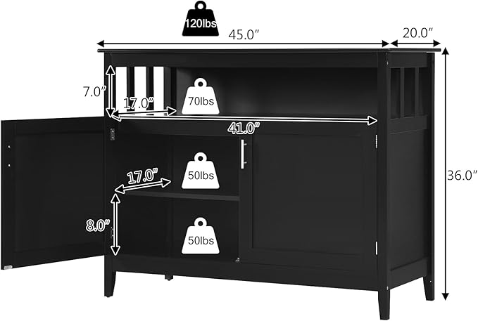Costzon Buffet Cabinet, Wooden Sideboard with 2 Doors, Adjustable Shelf, Accent Coffee Bar Cabinet, Kitchen Storage Cabinet for Living Room, Hallway
