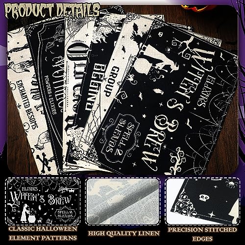 6 Pcs Halloween Placemats 12"x18" Gothic Bat Placemats Kitchen Decoration Washable Witch Place Mats Rectangle Skull Table Mats for Halloween Dining Table Accessories