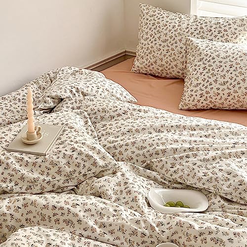 Pink Floral Comforter Set Queen Vintage Flower Botanical Comforter Queen Fluffy Soft Cozy Aesthetic Floral Bedding Set Lightweight French Style Cute Flower Comforter Set for All Seasons