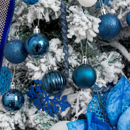 24ct Blue Christmas Ball Ornaments for Tree Decorations (24 Count)