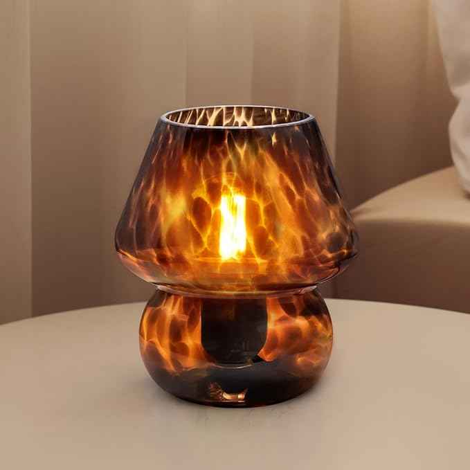 Mushroom Lamp Small Lamp Table Lamp for Bedroom, Desk Bedside Lamps for Living Room,Mushroom Decor Cute Mini Modern Mid Century Lamps for Night Stands,Aesthetic Home Living Room Decor(Black)