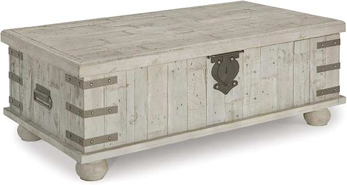 Signature Design by Ashley Carynhurst Lift Top Rustic Farmhouse Cocktail Table, Antique Off White
