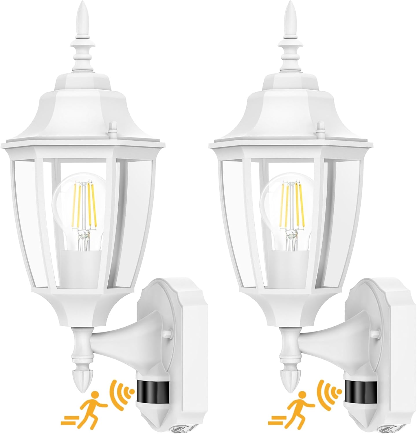 Lamomo Outdoor Wall Sconce, 2 Pack Dusk to Dawn Motion Sensor Light Fixtures, Exterior Aluminum Waterproof Porch Lights for Patio Front Door Garage- White