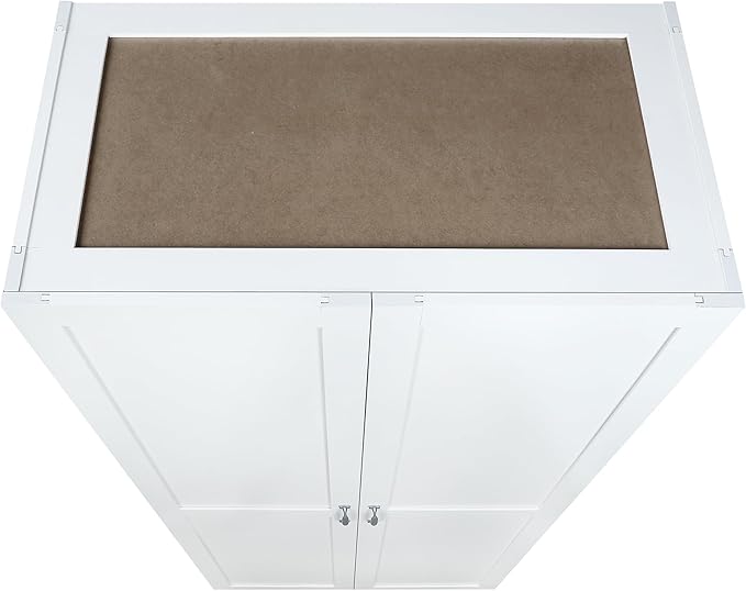 Manhattan Comfort Cornelia Modern Tall Storage Cabinet with Doors and Adjustable Shelves 1.0 - Freestanding Pantry Organizer for Kitchen, Laundry Room, Garage, or Mudroom, Set of 2, White