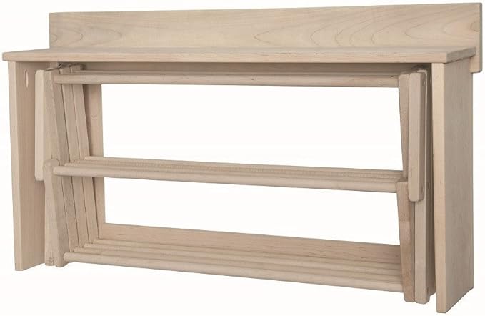 Saving Shepherd 30" Accordion Drying Rack Laundry Room Storage Maple Wood Wall Shelf