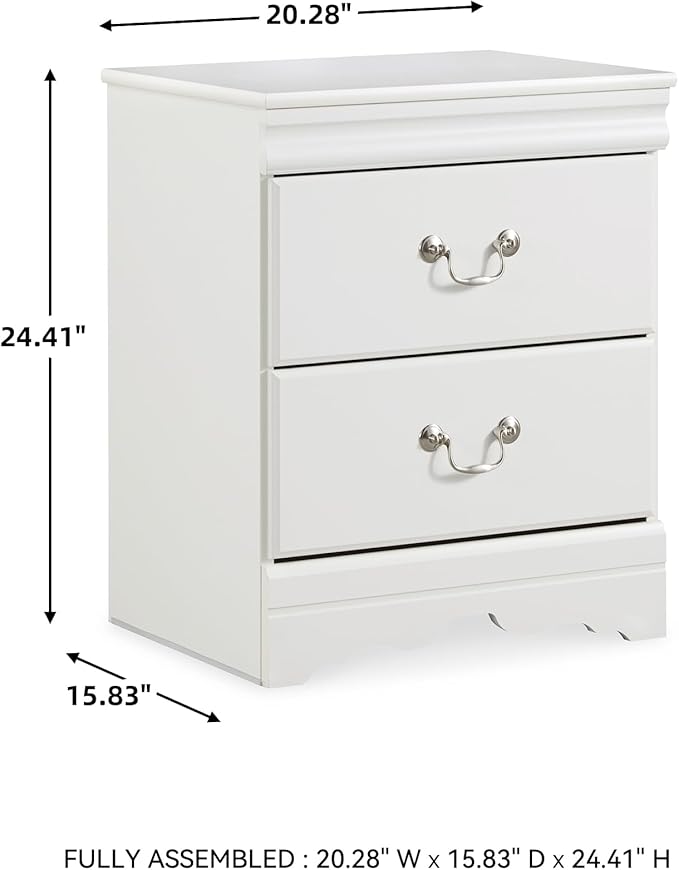 Signature Design by Ashley Anarasia Traditional Children's 2 Drawer Nightstand, 24.41" Tall, White