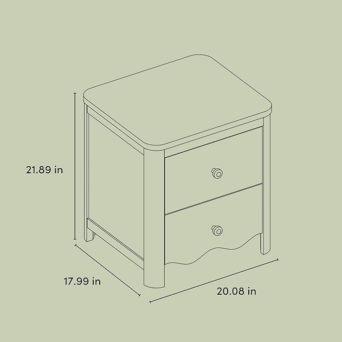 Storkcraft Casablanca 2 Drawer Nightstand (Driftwood) - GREENGUARD Gold Certified, Storage for Kids Bedroom, Premium Wood Nightstand with Elegant, Iconic Wave Detailing and Rounded Posts