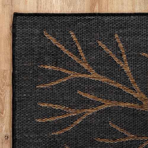 Washable Indoor Outdoor Rug 10x14 Modern Area Rugs Branch Pattern Non Shedding Waterproof Easy Clean Patio Deck Porch Living Room Bedroom Garden RV (140 Sq Ft)