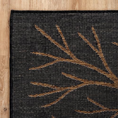 Washable Indoor Outdoor Rug 9x12 Modern Area Rugs Branch Pattern Non Shedding Waterproof Easy Clean Patio Deck Porch Living Room Bedroom Garden RV (108 Sq Ft)